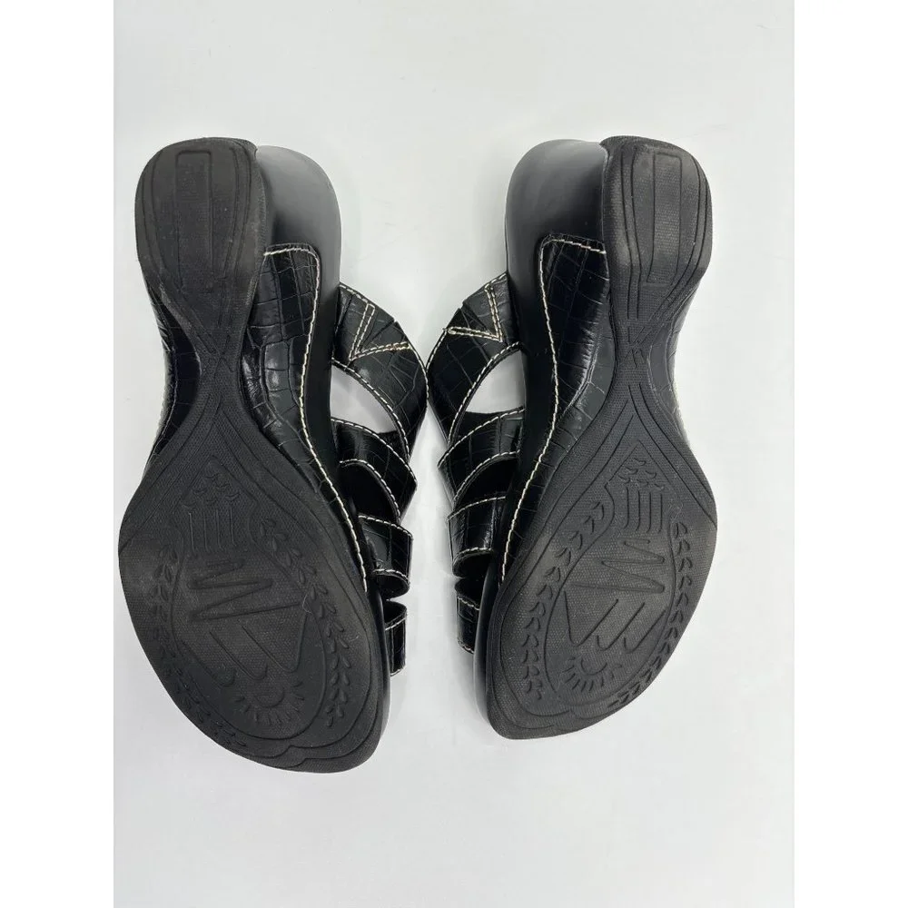 Rialto Velocity Open Toe Slip On Clogs Comfort Sandals Croc Print Black 7.5 M - Picture 5 of 6